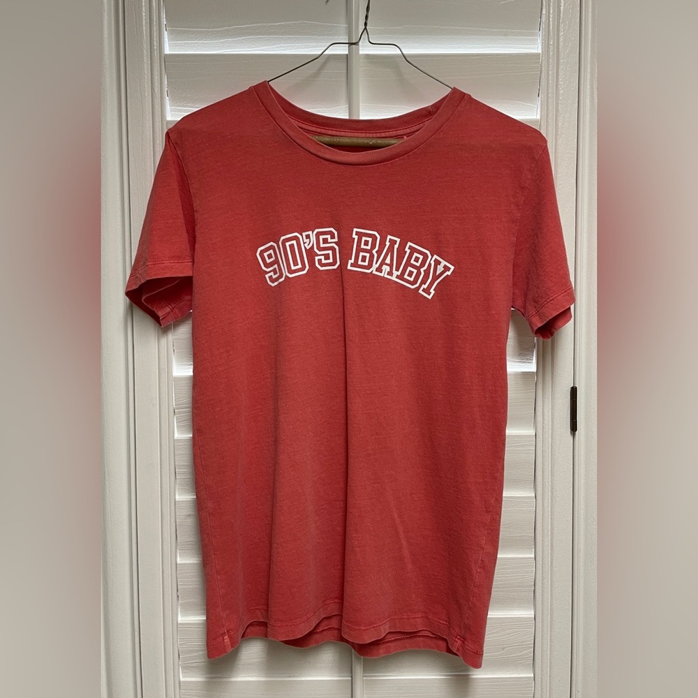 Pacsun Coral/Red “90s Baby” Oversized Tee - Size XS